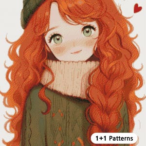 JMP0393_cute girl, cross stitch pattern PDF, full coverage Hand embroidery pattern, Counted Cross Stitch, Instant PDF Download