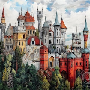 JMP0858 castle cross stitch pattern PDF full coverage Hand embroidery pattern Cross Stitch Instant PDF Download