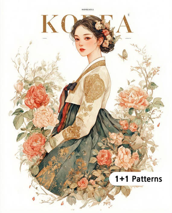 JMP1143 korea PDF cross stitch pattern  full coverage Instant Download