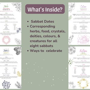 Sabbat Reference Pages (8 Pages) | Wheel of the Year Guide, Pagan Holidays Printable, Grimoire Pages PDF image 2