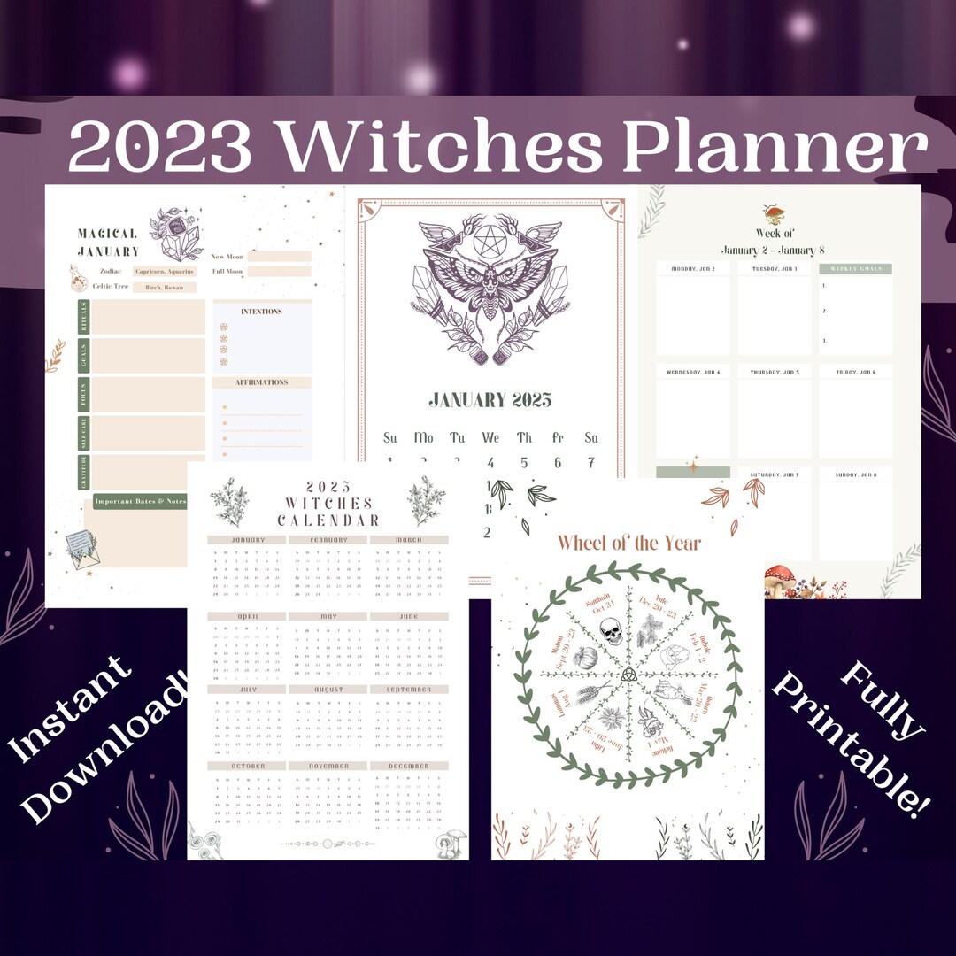 2023 Witches Planner, Witch Printables, Printable Witch Planner, Witch Organizer, Wicca Planner ...