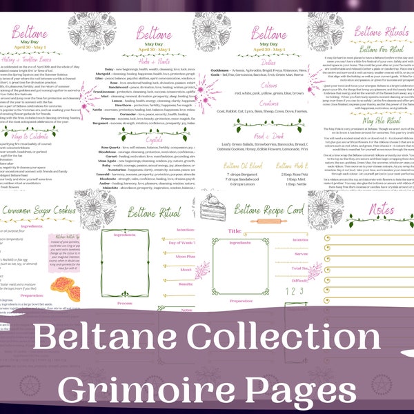 Beltane Grimoire Pages, Pagan Holidays, Witch Printables, Grimoire Printables, Wheel of the Year