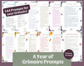 Yearly Grimoire Prompts | 144 Witch Journal, Book of Shadows (PDF Download)