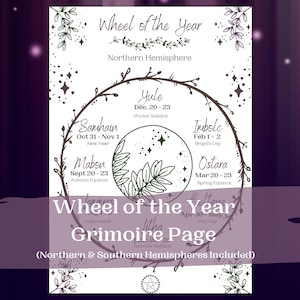 Wheel of the Year, Grimoire Printables, Witch Printables, Pagan Holidays, Book of Shadows Pages