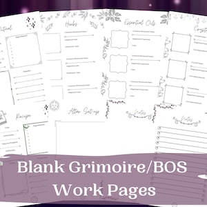 Blank Grimoire/BOS Page Worksheets, Grimoire Printables, Witch Printables, Book of Shadows, Grimoire