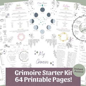 Grimoire Starter Kit | Nybörjare Witch Book of Shadows Utskrivbar (64 sidor)