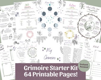 Grimoire Starter Kit | Beginner Witch Book of Shadows Printable (64 Pages)