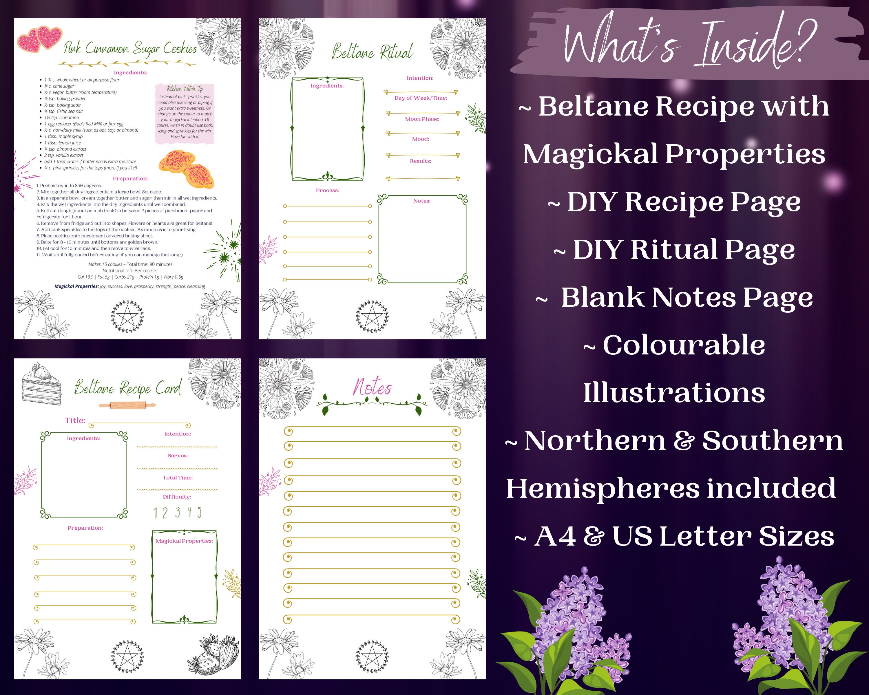 Beltane Grimoire Pages Pagan Holidays Witch Printables - Etsy Canada