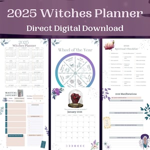 2025 Witches Planner, Witch Printables, Printable Witch Planner, Witch Organizer, Wicca Planner, Pagan Planner, Magical Planner