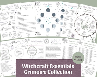 Pages grimoire Witchcraft Essentials (14 pages) | Kit sorcière pour débutante, impressions du Livre des ombres, PDF sur les principes de base de la sorcellerie