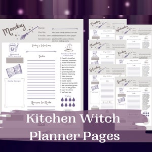Kitchen Witch Planner, Witch Printables, Printable Witch Planner, Witchy Planner, Witch Planner, Pagan Planner, Kitchen Witchery