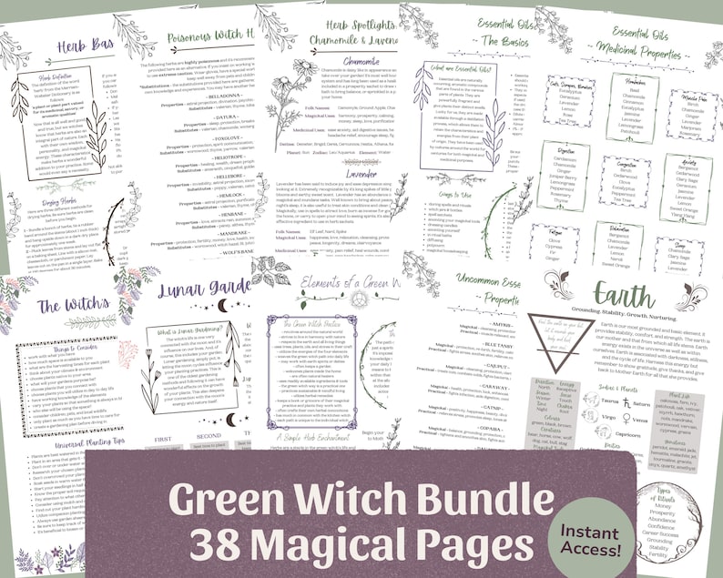 Complete Grimoire Bundle (240+ Pages) | Book of Shadows Printable, Witchcraft PDF, Beginner Witch Kit, Planner & Prompts Included image 3