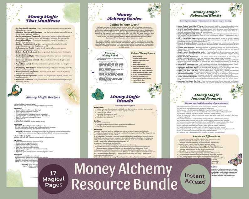 Complete Grimoire Bundle (240+ Pages) | Book of Shadows Printable, Witchcraft PDF, Beginner Witch Kit, Planner & Prompts Included image 9
