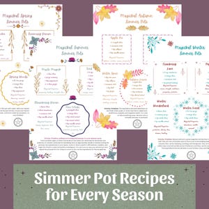Seasonal Simmer Pot Recipes (20 Recipes) | Kitchen Witch Printable, Magical Home Fragrance, Grimoire Pages PDF