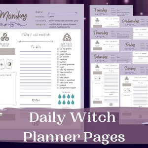 Witch Daily Planner, Witch Printables, Printable Witch Planner, Witchy Planner, Witch Planner, Pagan Planner