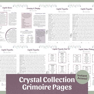 Crystal Grimoire Pages | 80 Crystal Meanings & Correspondences, Book of Shadows Printable, Gemstone Magic PDF