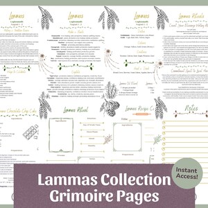 Lammas Grimoire Pages (8 Pages) | Lughnasadh Rituals & Harvest Magic, Wheel of the Year Printable PDF