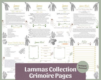 Lammas Grimoire Pages (8 Pages) | Lughnasadh Rituals & Harvest Magic, Wheel of the Year Printable PDF