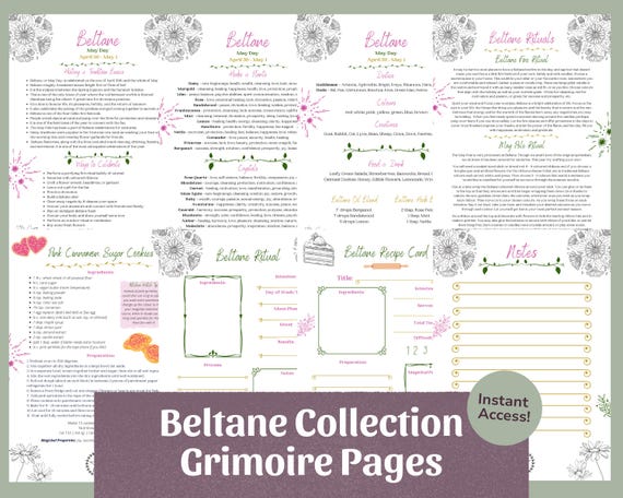 Beltane Grimoire Pages | Sabbat Printable, Wheel of the Year, Rituals (PDF Download)