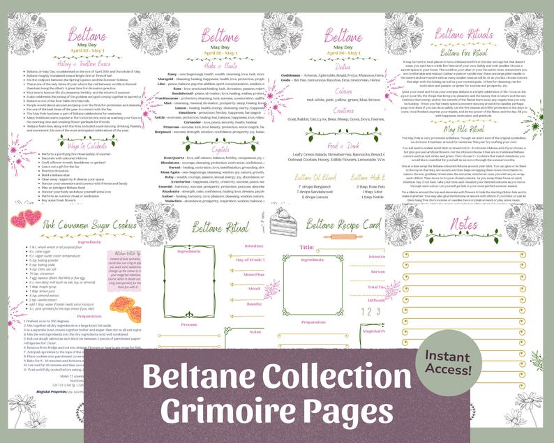 Páginas do Grimório de Beltane | Sabbat Imprimível, Roda do Ano, Rituais (Download em PDF) imagem 1