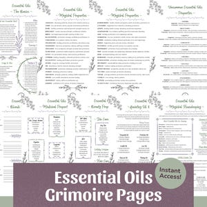 Páginas del grimorio de aceites esenciales (9 páginas) / Guía de aromaterapia y magia, Libro de las sombras imprimible, PDF de brujería