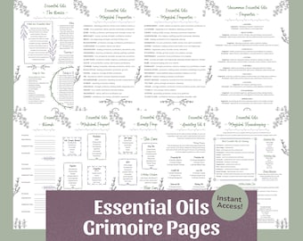 Essential Oils Grimoire Pages (9 Pages) | Aromatherapy & Magic Guide, Book of Shadows Printable, Witchcraft PDF