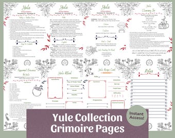 Páginas do Grimório de Yule (8 páginas) | Rituais e Correspondências do Solstício de Inverno, Roda do Ano (PDF para impressão)