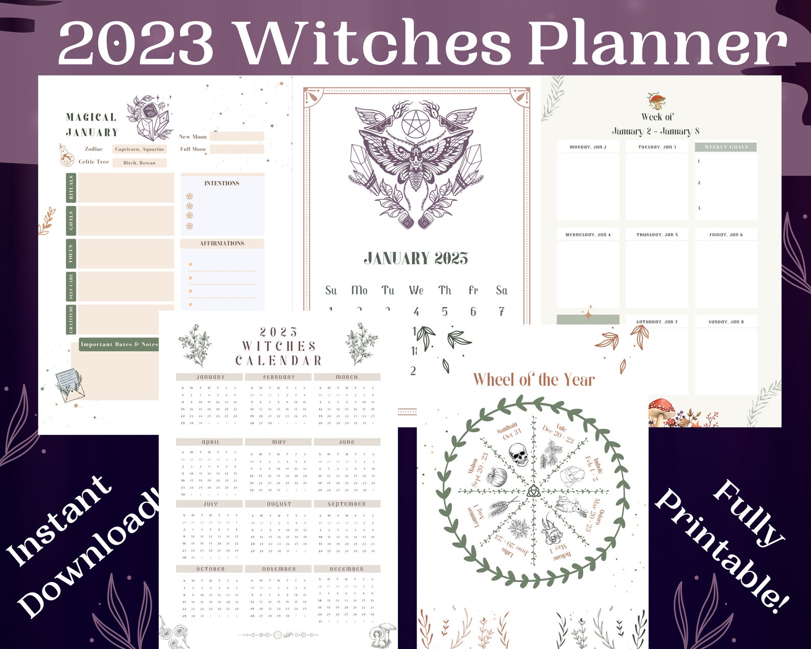 2023 Witches Planner Witch Printables Printable Witch Etsy