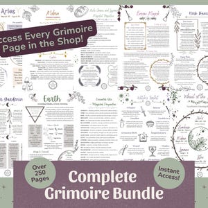 Complete Grimoire Bundle (240+ Pages) | Book of Shadows Printable, Witchcraft PDF, Beginner Witch Kit, Planner & Prompts Included