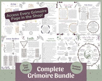 Complete Grimoire Bundle (240+ Pages) | Book of Shadows Printable, Witchcraft PDF, Beginner Witch Kit, Planner & Prompts Included