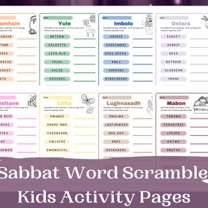 Sabbat Word Scramble Kids Pages, Pagan Kids, Pagan Kids Resources, Witch Printables, Pagan Holidays, Sabbat Pages