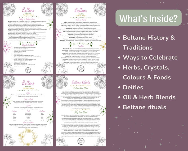 Páginas do Grimório de Beltane | Sabbat Imprimível, Roda do Ano, Rituais (Download em PDF) imagem 2