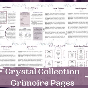 Crystal Collection Grimoire Pages, Grimoire Printables, Witch Printables, Book of Shadows Pages, Gemstones