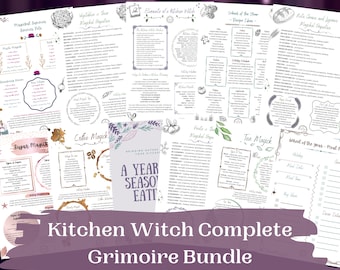 Kitchen Witch Grimoire Page Bundle, Grimoire Pages, Grimoire Printables, Witch Printables, Book of Shadows Pages, kitchen witchery