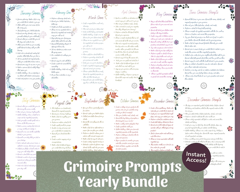 Complete Grimoire Bundle (240+ Pages) | Book of Shadows Printable, Witchcraft PDF, Beginner Witch Kit, Planner & Prompts Included image 6