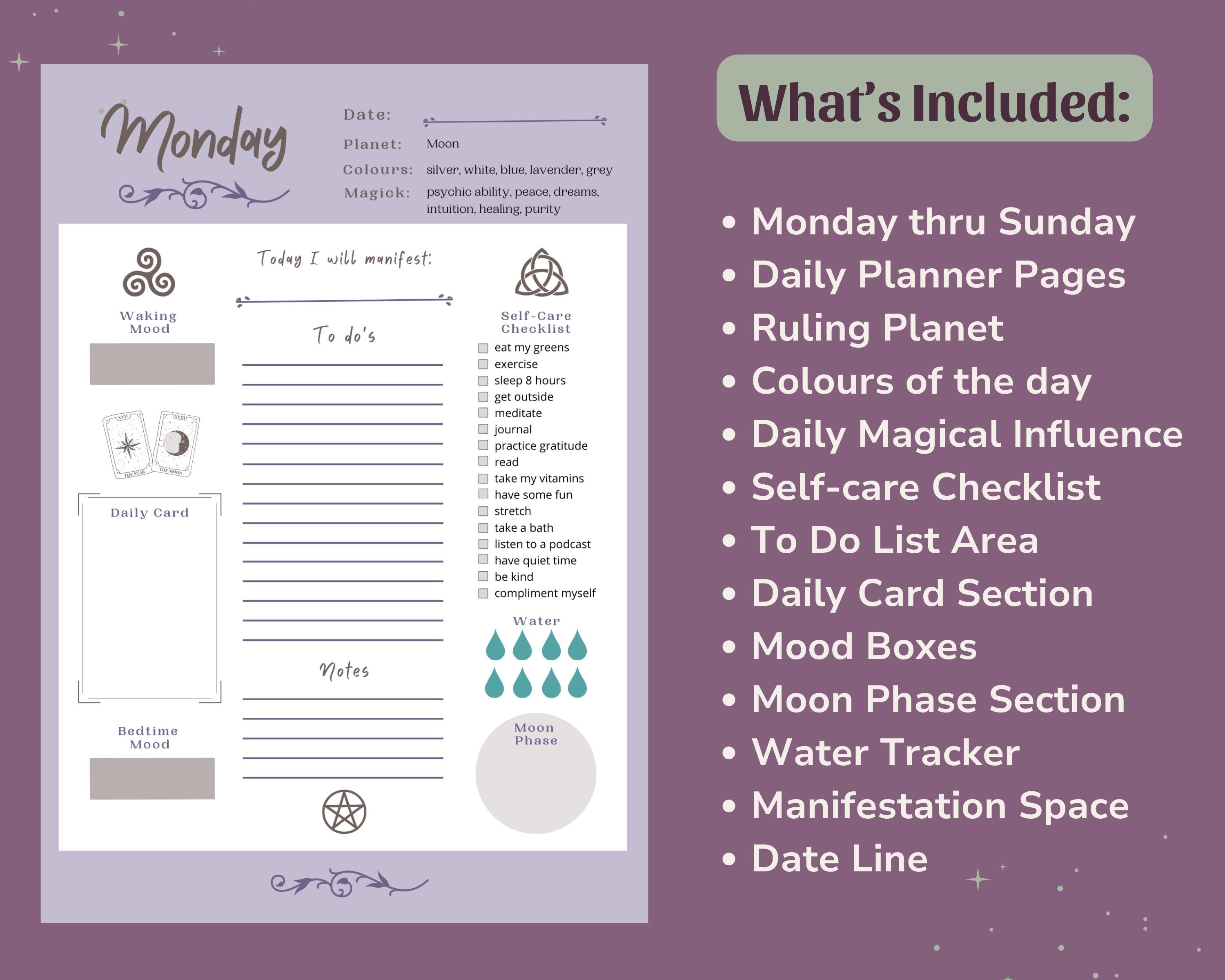 Planner Ritual Pagan Daily Witch Planner Pages | Moon, Planet, Ritual Tracker (PDF ...