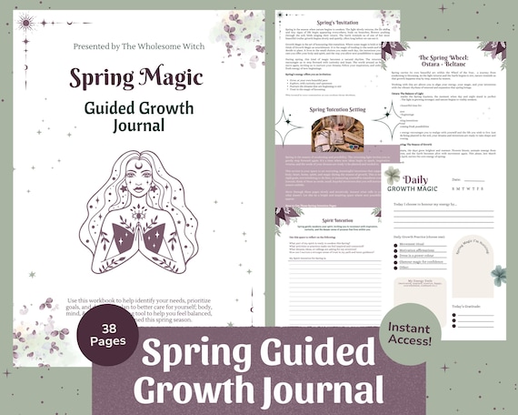 Spring Guided Journal Printable (33 Pages), Self Growth, Reflection, Personal Growth Workbook, Mindset PDF