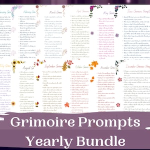 A Year of Grimoire Prompts, Grimoire Pages, Grimoire Printables, Witch Printables, Book of Shadows