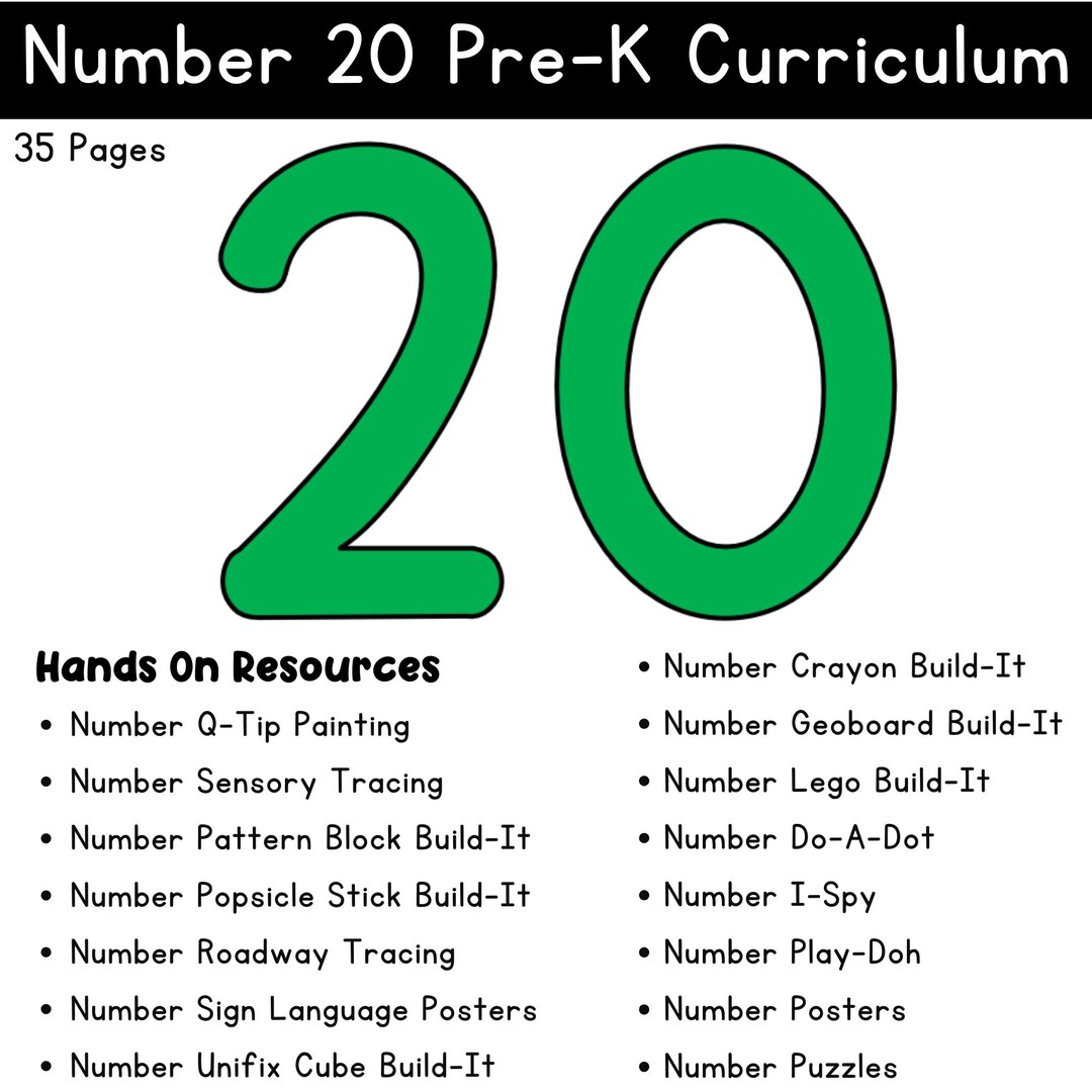 Number 20 Introduction Number 20 Curriculum | Digital Download Products | Teacher Resources - Etsy