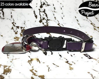 Collar de cuero con cierre de seguridad para gatos