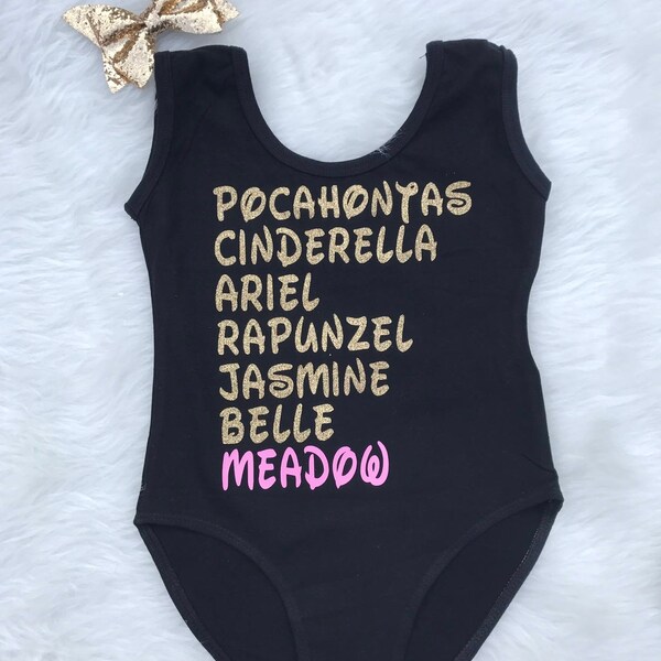 Girls customized princess names Leotard