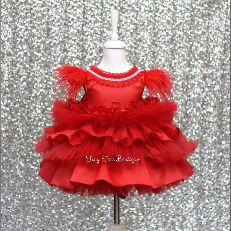 fluffy red dress