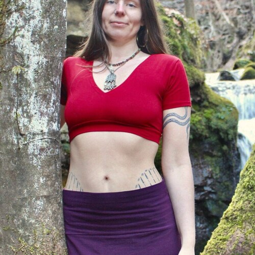 6 COLOURS Red Cotton Crop Top • Backless Boho Top Hot Yoga Bralet Women • Crop T Shirt Tank Top • Hippy Festival Dance • Calluna Clothing