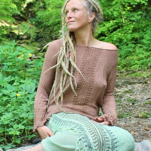 Natural Cotton Block Print Top • Tribal Long Sleeve Devi Top • Summer Blouse Women • Earthy Natural Clothing • Linen Festival Wear • Calluna