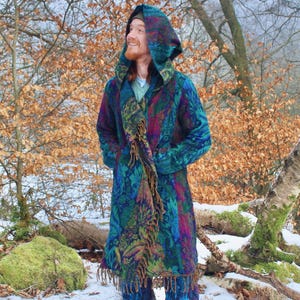 Wizards Cloak • Unisex Hooded Cape Coat • Warm Poncho Boho Winter Enchantment Cape • Vegan Wool Scarf • Long Jacket Poncho Shawl • Calluna