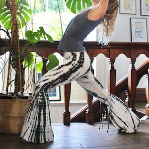 Tie Dye Bell Bottoms • Cotton Wide Flare Trousers • Flared Hot Yoga Leggings • Shanti Bells Flared Pants • Cinched Dance Wear • Calluna