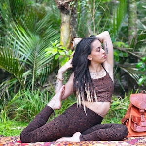 Peyote Leggings • Tribal Geometric Cotton Leggings • Yoga Leggings Women