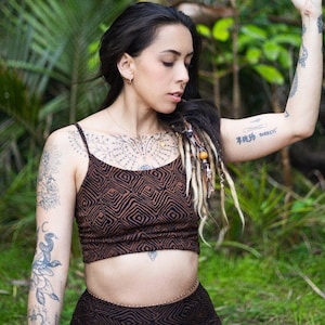 Tribal Cut Out Crop Top BH • Geometrisches Festival Käfig BH • Psychedelischer Sport BH • Boho Peyote Yoga Weste • Calluna Kleidung