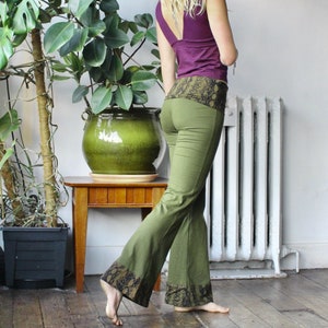 Snakeskin Flared Yoga Pants • Comfy Flared Leggings • Cotton Trousers Women • Flared Bell Bottoms Festival Pants • Calluna Clothing