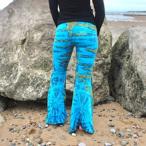 Cotton Tie Dye Bell Bottoms Blue Wide Flare Trousers Hot - Etsy UK